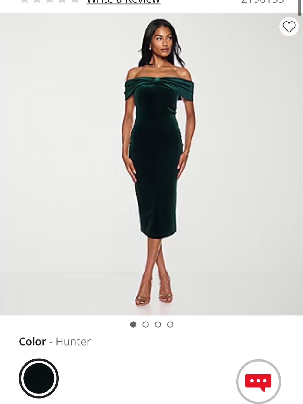 jcpenney Hunter Green Off-Shoulder Velvet Midi Dress